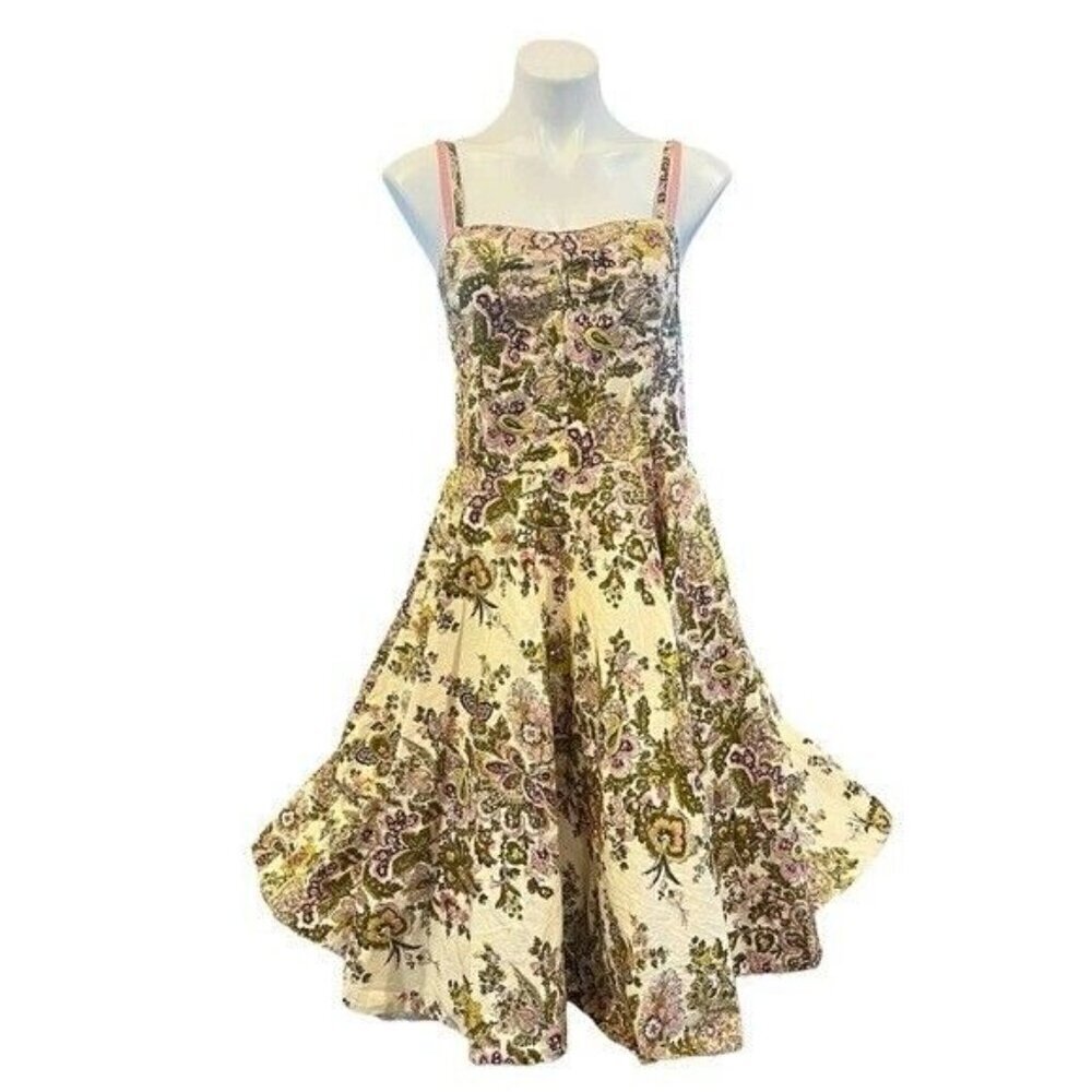 ANTHROPOLOGIE Elevenses Floral Sequin Swing Dress Size 14 - Picture 4 of 10